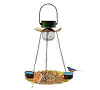 Mangeoire à oiseaux à lumière solaire - Mangeoires solaires 2 en 1 en métal pour l'extérieur | Mangeoires à oiseaux en plein air, station d'alimentation et boisson