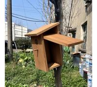 Mangeoire à oiseaux à peindre avec tube en métal, bois épais, kit de construction - Nichoir pour oiseaux pour l'extérieur - Résistant aux intempéries - Nichoir pour hirondelle, roi de clôture