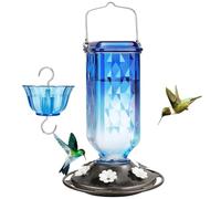 Mangeoire à Oiseaux à Suspendre à l'extérieur, Mangeoire à colibris Suspendue d'extérieur Multicolore avec Fosse à Fourmis intégrée et Anti-Fuite(Gradient Blue)