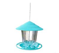 Mangeoire à oiseaux à suspendre avec corps rond en plastique résistant aux intempéries et plateau ramasse-miettes, conçue pour le jardin ou le balcon pour fournir une mangeoire pratique (vert)