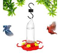 Mangeoire à oiseaux à suspendre pour colibris - 470 ml - Décoration de jardin avec crochet anti-fourmis - 5 ports - Biberon pour amateurs d'observation des oiseaux - Terrasse, porche, fenêtre