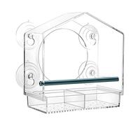 Mangeoire à oiseaux à ventouse pour vitre - Boîte d'alimentation acrylique,Avec plateau amovible et trou de drainage clair pour voir les oiseaux par la fenêtre | Pour l'observation des seniors, jardin