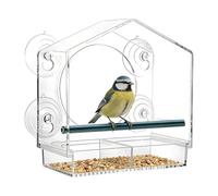 Mangeoire à oiseaux à ventouse pour vitre | Boîte d'alimentation acrylique | Avec plateau amovible et trou de drainage clair pour voir les oiseaux par la fenêtre | observation des pinsons en intérieur