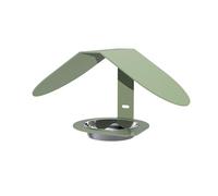 Mangeoire à Oiseaux Alizé Louis Moulin - Métal Vert pâle Robuste - Design Arrondi Suspendu ou Mural - Gamelle INOX Amovible - Résistante au Gel et UV - Accroche Boule de Graisse - 30x17x15 cm