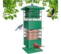 Mangeoire à oiseaux anti-écureuils, 1,4 kg, mangeoires à oiseaux à suspendre pour extérieur, perchoirs en métal activés par le poids des perchoirs sauvages pour geai bleu, cardinal, extérieur (vert)