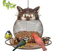 Mangeoire à oiseaux anti-écureuils, mangeoire à oiseaux en forme de chat mignon, mangeoire en cuivre robuste avec crochet pour suspension extérieure, décoration extérieure de jardin, cour, capacité de