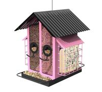 Mangeoire à oiseaux anti-écureuils, mangeoire d'extérieur en métal avec double toit - Fournitures d'oiseaux pour balcon, terrasse, jardin, porche, patio, amoureux de la nature