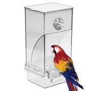 Mangeoire à oiseaux automatique transparente avec perchoir, récipient alimentaire transparent pour cage à oiseaux, design anti-déversement pour perroquet, pinson, accessoires de cage