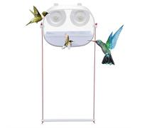 Mangeoire à oiseaux automatique transparente avec spirale forte ventouse pour perruche, canari, calopsitte perroquet (blanc)