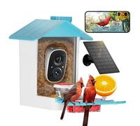 Mangeoire à oiseaux avec caméra 2K HD AI, panneau solaire intelligent pour identifier les espèces d'oiseaux, nichoir d'extérieur avec caméra, alertes d'arrivée instantanées, capture des vidéos