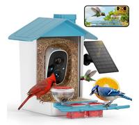 Mangeoire à oiseaux avec caméra 2K HD AI Smart Identify BirdSpecies Panneau solaire extérieur Nichoir à oiseaux avec caméra, alertes d'arrivée instantanées, capture des vidéos d'oiseaux, cadeaux pour