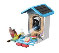 Mangeoire à oiseaux avec caméra à énergie solaire, nichoir intelligent avec caméra d'identification des espèces, vue en direct HD 2K, alertes d'arrivée instantanées, cadeau idéal pour la famille et