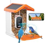 Mangeoire à oiseaux avec caméra, AI Identify Birds Species 10 000 +, Mangeoire intelligente pour oiseaux avec caméra, notifications instantanées, panneau solaire 5 W, ultra vidéo 5 MP en direct