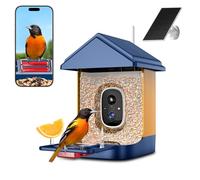 Mangeoire à oiseaux avec caméra d'identification AI, panneau solaire pour oiseaux de plus de 10 000 espèces, nichoir intelligent avec came, vue en direct 2K, alertes d'arrivée instantanées, étanchéité
