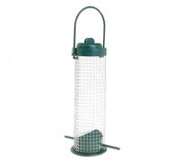 Mangeoire à oiseaux avec couvercle en maille métallique Tube sauvage Mangeoires à suspendre pour boules de suif Outil d'alimentation pour oiseaux Station à oiseaux