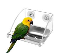 Mangeoire a Oiseaux avec Support Antidérapant,Bols Transparents en Acier Inoxydable pour Perruches,Psittacus Erithacus et Inséparables
