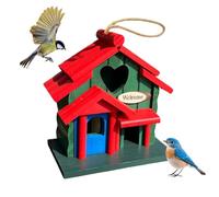 Mangeoire à oiseaux, boîtier en bois - Avec design esthétique et suspension en corde mignonnes maisons de mésanges bleues, pour l'extérieur, moineaux rois | Avec design esthétique et suspension en