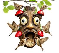 Mangeoire à Oiseaux Bol Alimentaire Décoratif en Résine Visage d'arbre