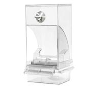 Mangeoire à Oiseaux de Cage | Distributeur Automatique de Nourriture Transparent avec Perchoir | Station d'alimentation | pour Perroquet cacatoès Conure canari Pinson calopsitte