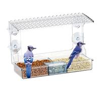 Mangeoire à Oiseaux de fenêtre avec ventouses Fortes, mangeoire en Plastique Transparent pour l'observation des Oiseaux en Gros Plan, Station d'alimentation Facile à Installer pour Jardin et arr