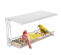 Mangeoire à Oiseaux de fenêtre, mangeoire à Oiseaux fenêtre Transparente de 480 ML avec ventouses puissantes, Plateaux d'alimentation Amovibles et Compartiment d'eau, Trous Drainage pour Un ne
