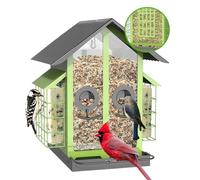 Mangeoire à oiseaux de grande capacité pour jardin et patio avec construction en métal pour suspendre une mangeoire à oiseaux en métal