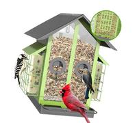 Mangeoire à oiseaux de grande capacité pour jardin et terrasse Design perchoir avec construction en métal pour suspension extérieure