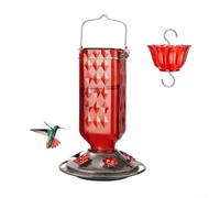 Mangeoire à oiseaux de jardin avec support de nectar pour colibri avec fossé de 283,5 g en plastique résistant aux intempéries (rouge)