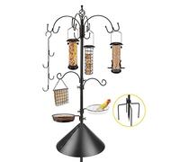 Mangeoire à oiseaux de luxe avec cloison pour écureuil, cage à suif et plateau de bain pour pot de fleurs - Design respectueux de la faune