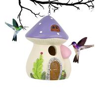 Mangeoire à oiseaux décorative en forme de champignon, résistante aux intempéries, crochet en métal fabriqué à la main, mangeoire pour oiseaux sauvages, nid d'oiseaux à suspendre en résine