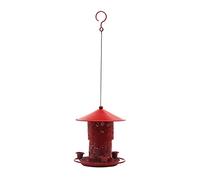 Mangeoire à oiseaux d'extérieur en forme de lanterne rouge avec 3 tasses à eau, facile à nettoyer, pour jardin, cour