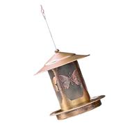 Mangeoire à oiseaux d'extérieur résistante aux écureuils - Construction en métal - Avec toit résistant aux intempéries - Pour pinsons, mangeoire à oiseaux en métal antirouille