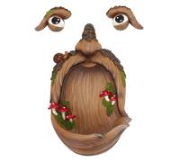 Mangeoire à Oiseaux drôle en Forme de Visage d'arbre de Vieil Homme, Sculpture d'art 'Arbre décoratif en résine résistante aux intempéries pour Jardin et Cour en Plein air, Style 1