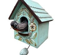 Mangeoire à oiseaux dynamique en bois avec une cinétique douce, qui crée des ombres apaisantes pour une atmosphère de la pièce - Maison d'oiseaux cinétique - Décoration murale avec oiseaux rotatifs et