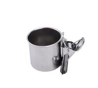 Mangeoire à oiseaux en acier inoxydable avec clip - Double tasse pour perroquets, bol de nourriture et d'eau, accessoires de cage à oiseaux (1 tasse, M)