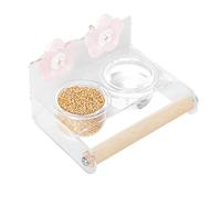 Mangeoire à oiseaux en acrylique transparent avec double compartiments d'alimentation et perchoir en bois pour petits oiseaux Installation facile Mangeoire à oiseaux pour perruches