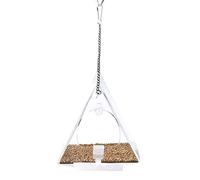 Mangeoire à oiseaux en acrylique transparent avec ventouse et chaîne de suspension pour observer les oiseaux à l'intérieur et à l'extérieur