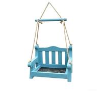 Mangeoire à oiseaux en bois conçue pour le montage extérieur ou le placement dans le jardin, le balcon, la pelouse et la terrasse (bleu)