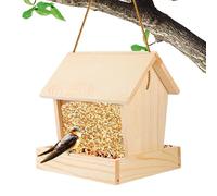 Mangeoire à oiseaux en bois - Station d'alimentation suspendue en bois pour colibris et oiseaux sauvages - Pour jardin, balcon, terrasse, cour - Observez les mésanges, les pinsons, et