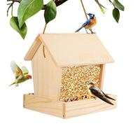 Mangeoire à Oiseaux en Bois,Station d'alimentation Suspendue pour Observer Les Oiseaux - Distributeur de - Idéale pour Mésanges, Moineaux et Observation de la Faune