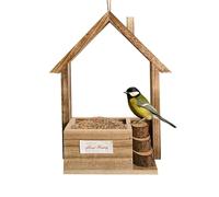 Mangeoire à oiseaux en bois - Station extérieure de grande capacité, abri en cèdre durable, mangeoire de jardin suspendue, accessoire rustique pour la faune, design respectueux de l'environnement | Id