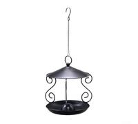 Mangeoire à oiseaux en fer forgé noir pour jardin, extérieur avec grande fente pour nectar pour décoration à suspendre en métal durable pour balcon