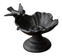 Mangeoire à oiseaux en fonte avec ailes structurées pour une utilisation dans le jardin en toutes saisons et conditions météorologiques (B)