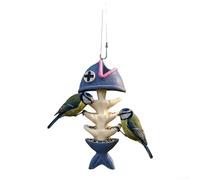 Mangeoire à oiseaux en forme d'arête de poisson avec casque de pirate pour attirer les petits oiseaux chanteurs, construction résistante aux intempéries pour une utilisation en extérieur dans le