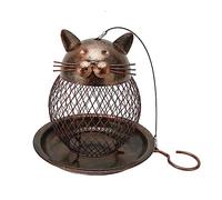 Mangeoire à Oiseaux en Forme de Chat, mangeoire à Oiseaux Suspendue en Fer Vintage, décoration de Jardin extérieur pour Villa, Cour, Patio, Balcon, matériau en Fer Durable 16 x 16
