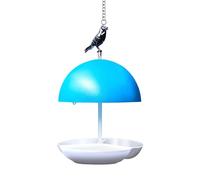 Mangeoire à oiseaux en forme de dôme, plateau couvert, 26 x 16 x 16 cm, station d'alimentation extérieure avec dessus en métal, mangeoire à suspendre, idéale pour attirer les merles bleus et les