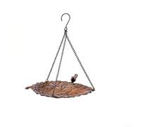 Mangeoire à oiseaux en forme de feuille à suspendre, plate-forme en fer robuste pour une utilisation en extérieur, baignoire polyvalente et station d'alimentation, décoration de jardin élégante pour