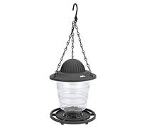 Mangeoire à Oiseaux en Forme de pavillon mangeur d'oiseaux Suspendus Transparent avec Une Large Couverture Mobile à Ouverture pour Les Jardins Terrass et Les porches Avant en (Gris)
