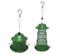 Mangeoire à oiseaux en métal à suspendre pour le jardin - Anti-écureuils avec perche télescopique et plateau récupérateur - Tube en maille pour oiseaux sauvages et petits oiseaux - Utilisation sur