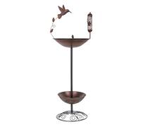 Mangeoire à oiseaux en métal et bain à oiseaux Décoration de jardin avec base pour plantes 33,3 x 98 cm